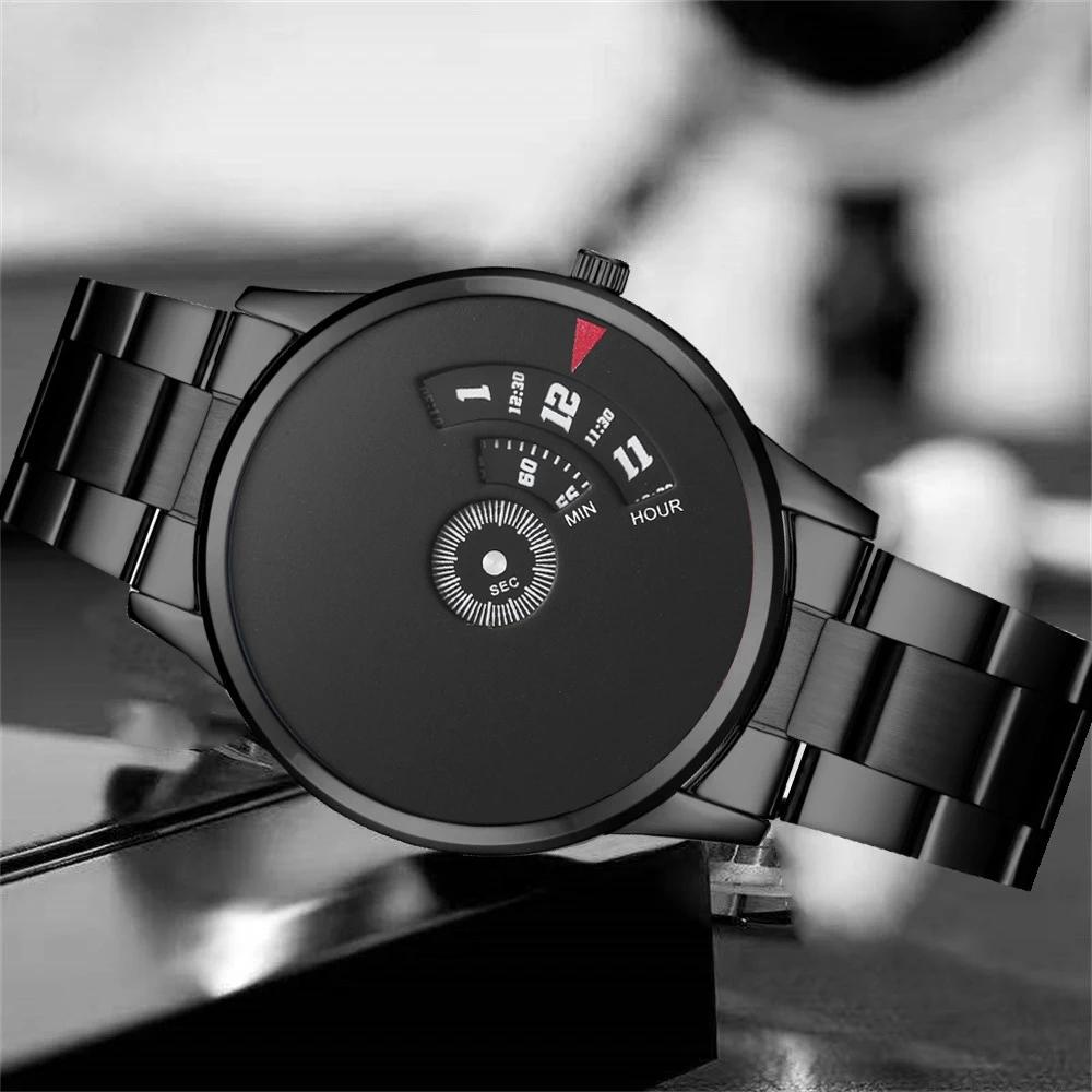 Men Sports Waterproof Quartz Watch Student Steel Band Creative Calendar Dial Business Wristwatch