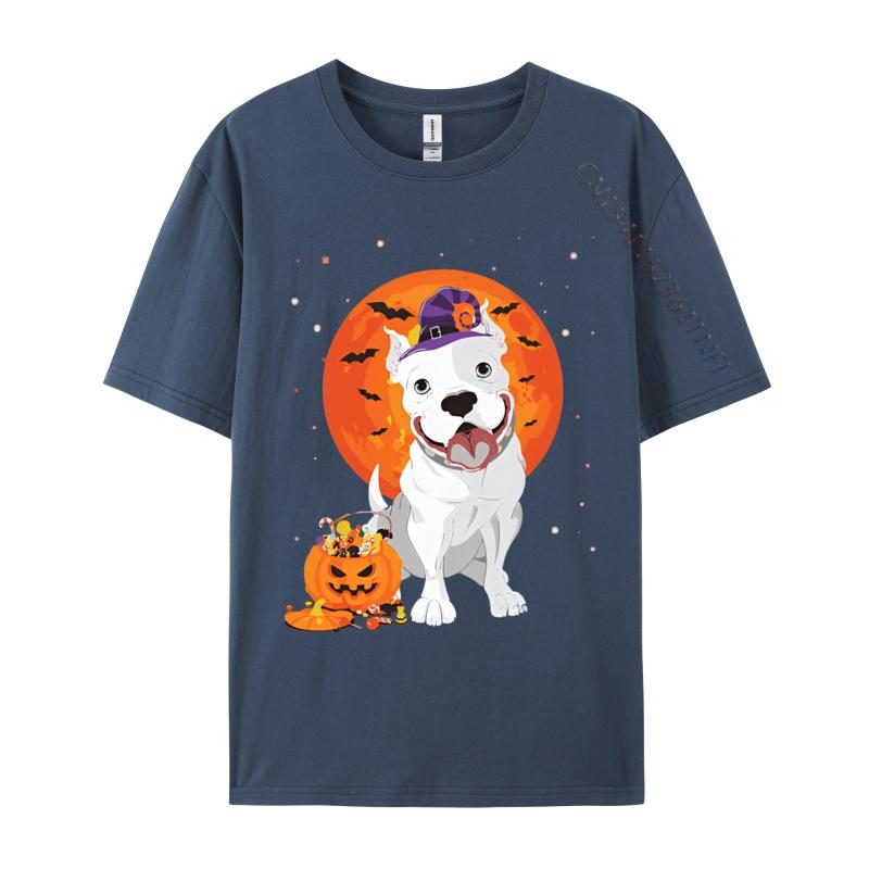 Pitbull Halloween Kostüm Kürbis T-Shirts Druck T-Shirts Herren Freizeit Große Größen Oversize Bedrucktes T-Shirt