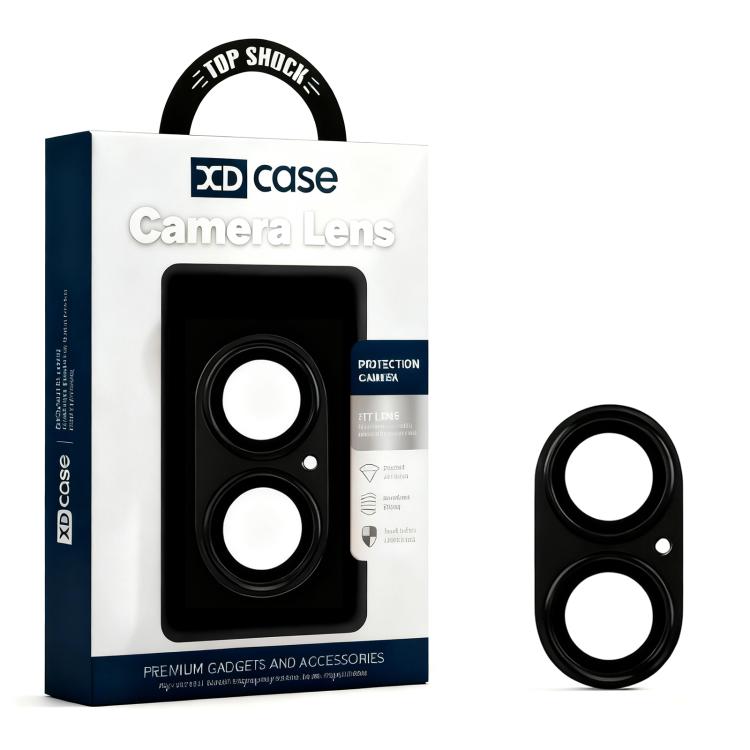 XDcase Armor Full-Coverage Frosted Metal Camera Lens Ring Film For iPhone 17 чёрный