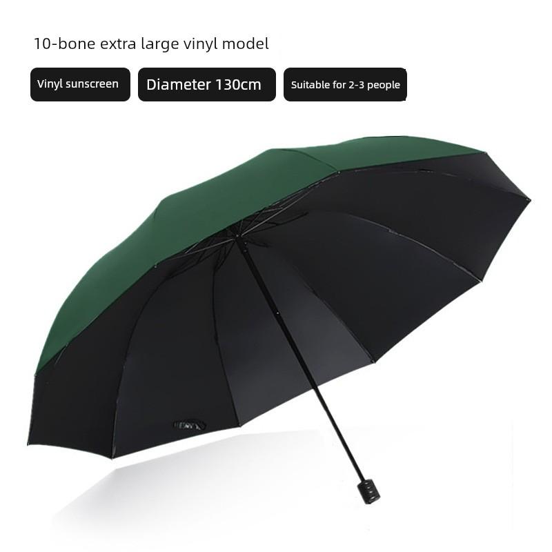 Men's and Women's Large Folding Umbrella, Dual-Purpose Sun and Rain Umbrella, Manual Opening, Black Coating for Sun Protection, Business Advertising