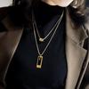 2024 Trendy Double Layer Titanium Steel Necklace: European & American Design for Autumn/Winter