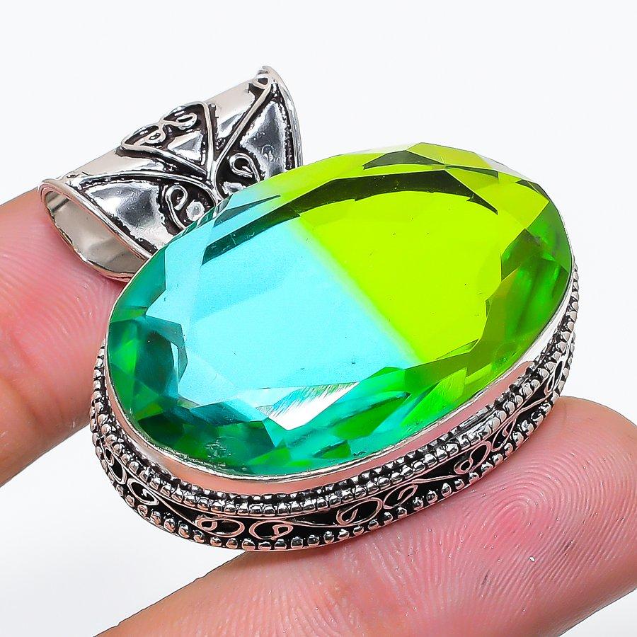 Натуральный двуцветный турмалин, кулон из стерлингового серебра 925 пробы, 1,54  AP-14311