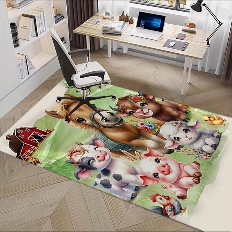 Chair Mat Office Carpet: Large Size, Cute Farm Animal Print, Home Decor for Sofa, Office Use, Gift Idea for Bedroom, Living Room & Various Rooms