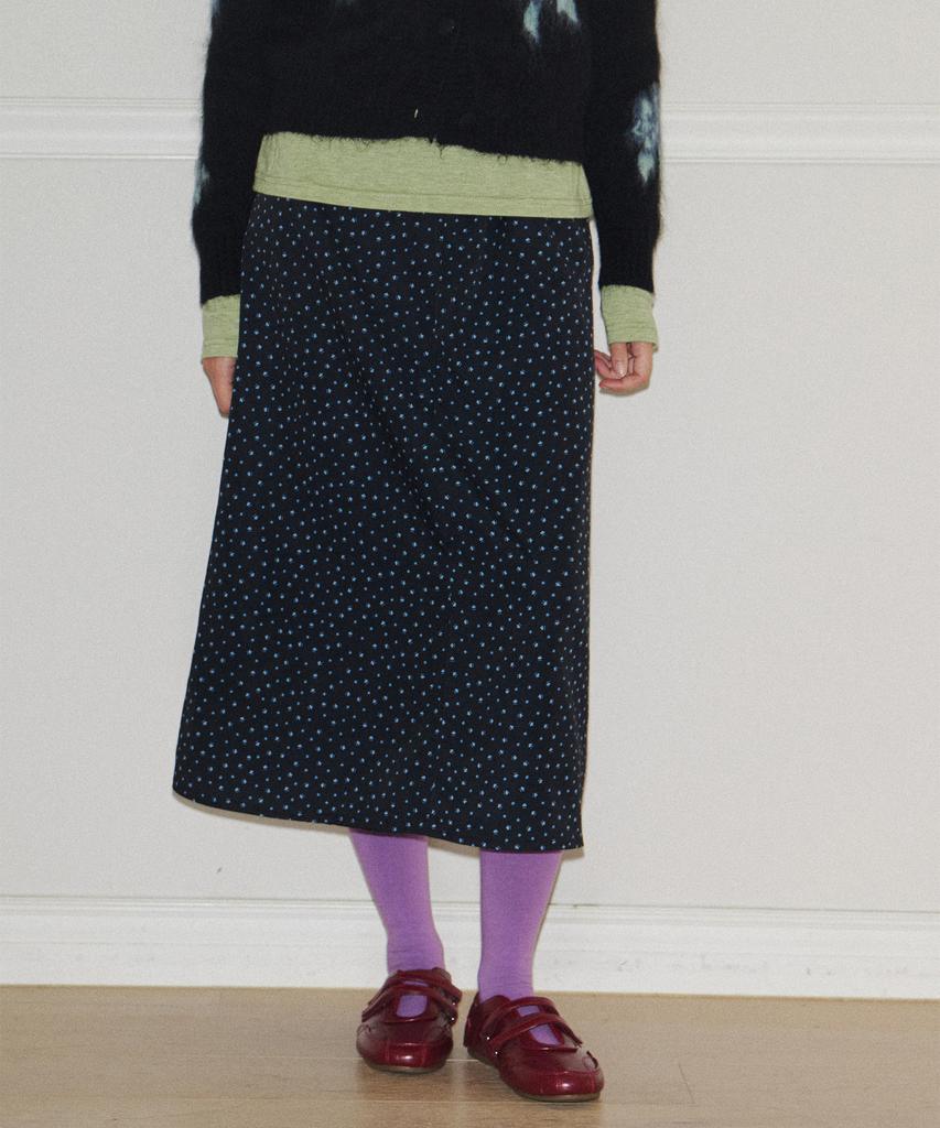 Baitalssain Blue Flower Midi Skirt