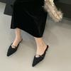 French Temperament Fairy Style Lamb Wool Bag Head Half Slippers Women Wear Autumn and Winter Pedal Pointed Lazy Muller Shoes