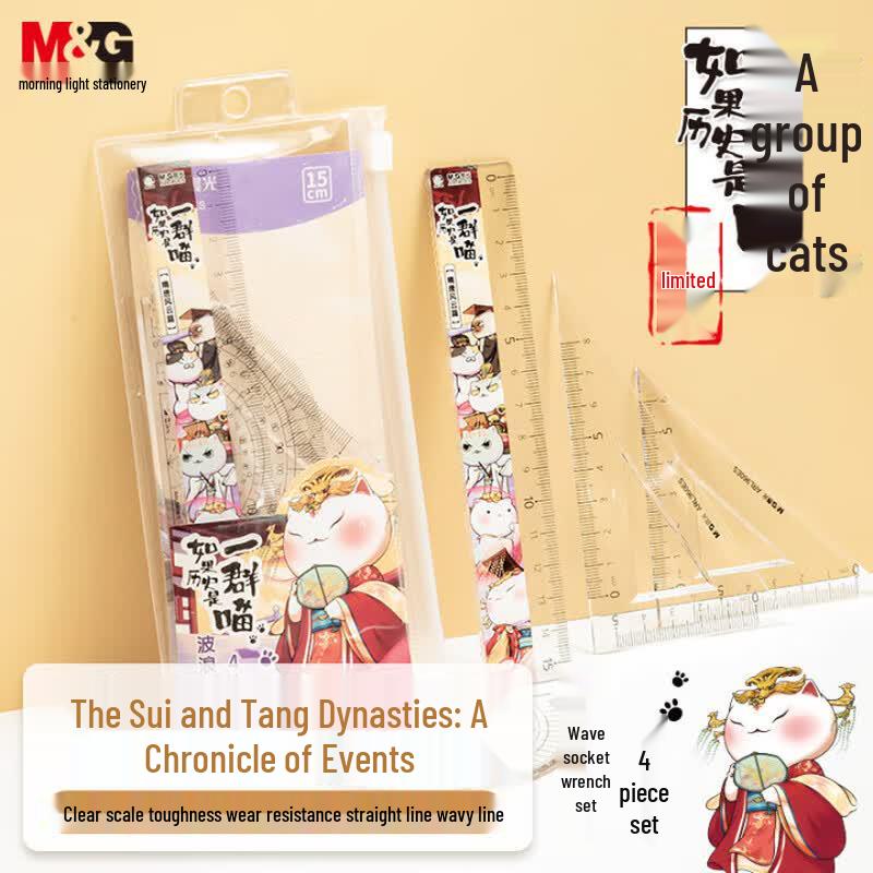 M&G If History Is a Group of Cats 4-Piece Exam Ruler Set