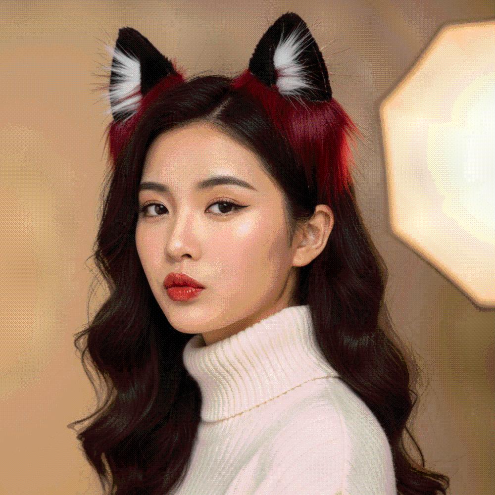 Soft Plush Faux Fur Headwear Red Black Halloween Hair Hoop Wolf Ears Headband Club Events