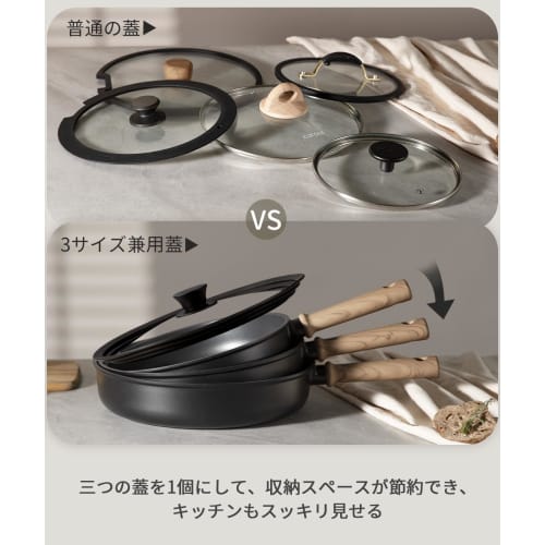 CAROTE Pot Lid, Frying Pan Cover for 24cm, 26cm, and 28cm Pans, Silicone and Glass Lid, Heat Resistant Up To 240C, Stylish and Cute, Space-saving, Di