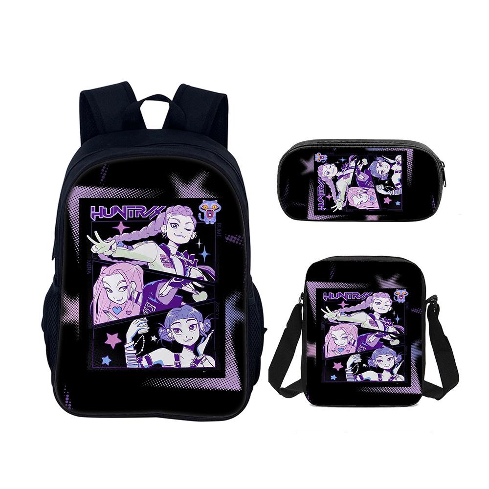 Kpop Demon Hunters Student School Bag Satchel Pencil Case Three-Piece Set Demon Hunters Backpack Set
