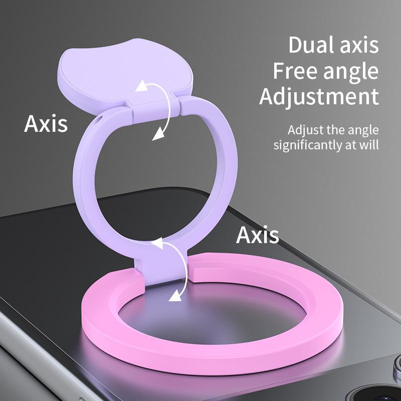Dual Ring Magnetic Phone Stand Foldable 360 Rotation Magsafe Ring Holder Cute Colorful Portable Phone Grip