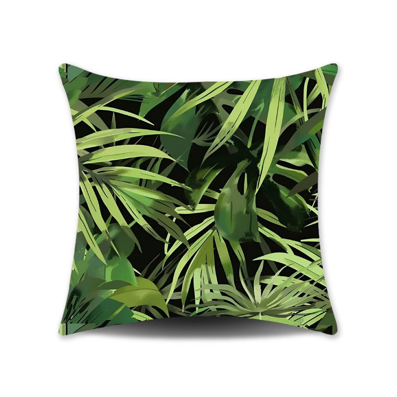 Green Leaves Plush Cushion Cover for Sofa or Bedroom