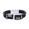 Mens Braided Leather Bracelet with Magnetic Clasp Vintage Norse Viking Rune Skull Gothic Hand Jewelry Ethnic Wristband
