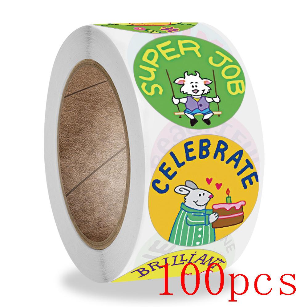 50-500Pcs English Animals Cartoon Stickers For Kids Toys Label School Teacher Reward Sticker 1Inch Pattern Motivational Sticker