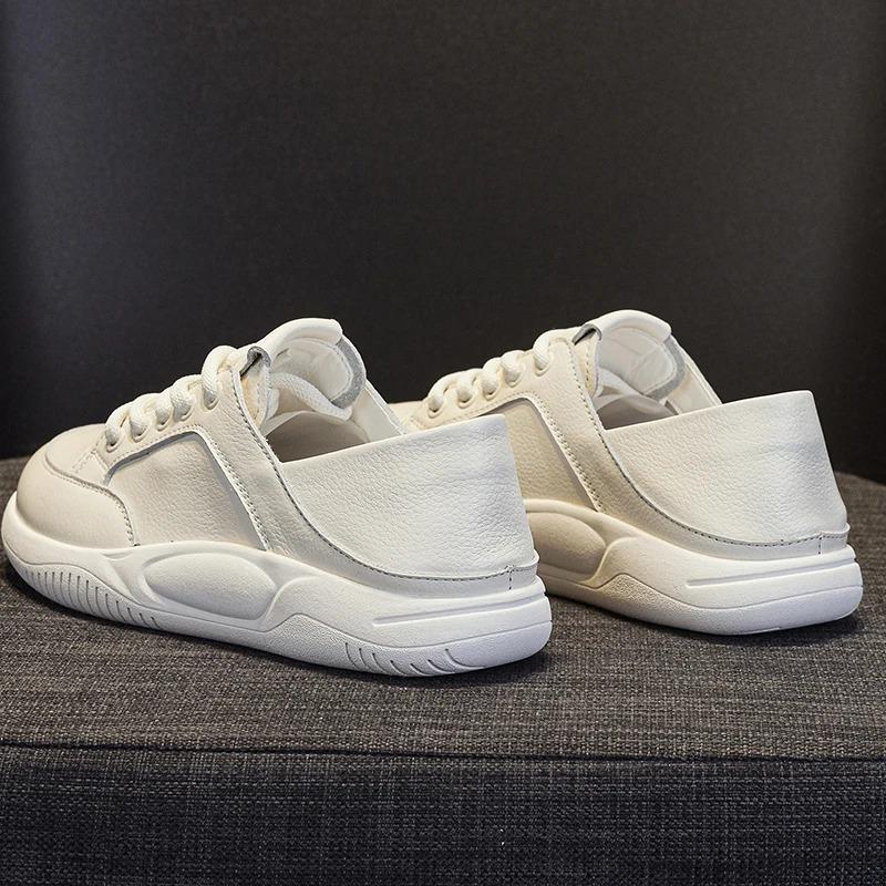 Women's Soft Cow Leather Loafers Vintage Flat White Sneakers Spring Summer Casual Two-Way Wear Casual Shoes 2026 New Fashion