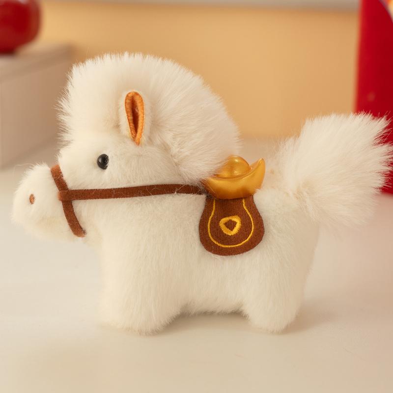 12cm Cute Horse Plush Toy Exquisite Pony Pendant Keychain School Bag Car Decor New Year Mascot Doll Kid Gift