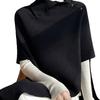 Noble Loose Knit Shawl: Irregular, Stylish High Neck Cape Sweater Cardigan
