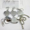 Flip Folding Mirror Keychain Travel Pocket Mirror Key Ring Metal Elliptical Heart-Shaped Mirror Anti-Lost Phone Camera Pendant