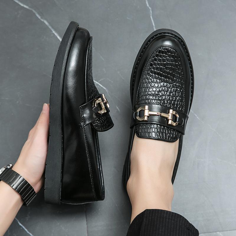 Новые мужские черные мокасины с узором личи — фото 4