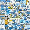50 Cute Cartoon Animal Stickers: Waterproof Decorative Blue Tone Notebook Stickers for Children's Bullet Journals
