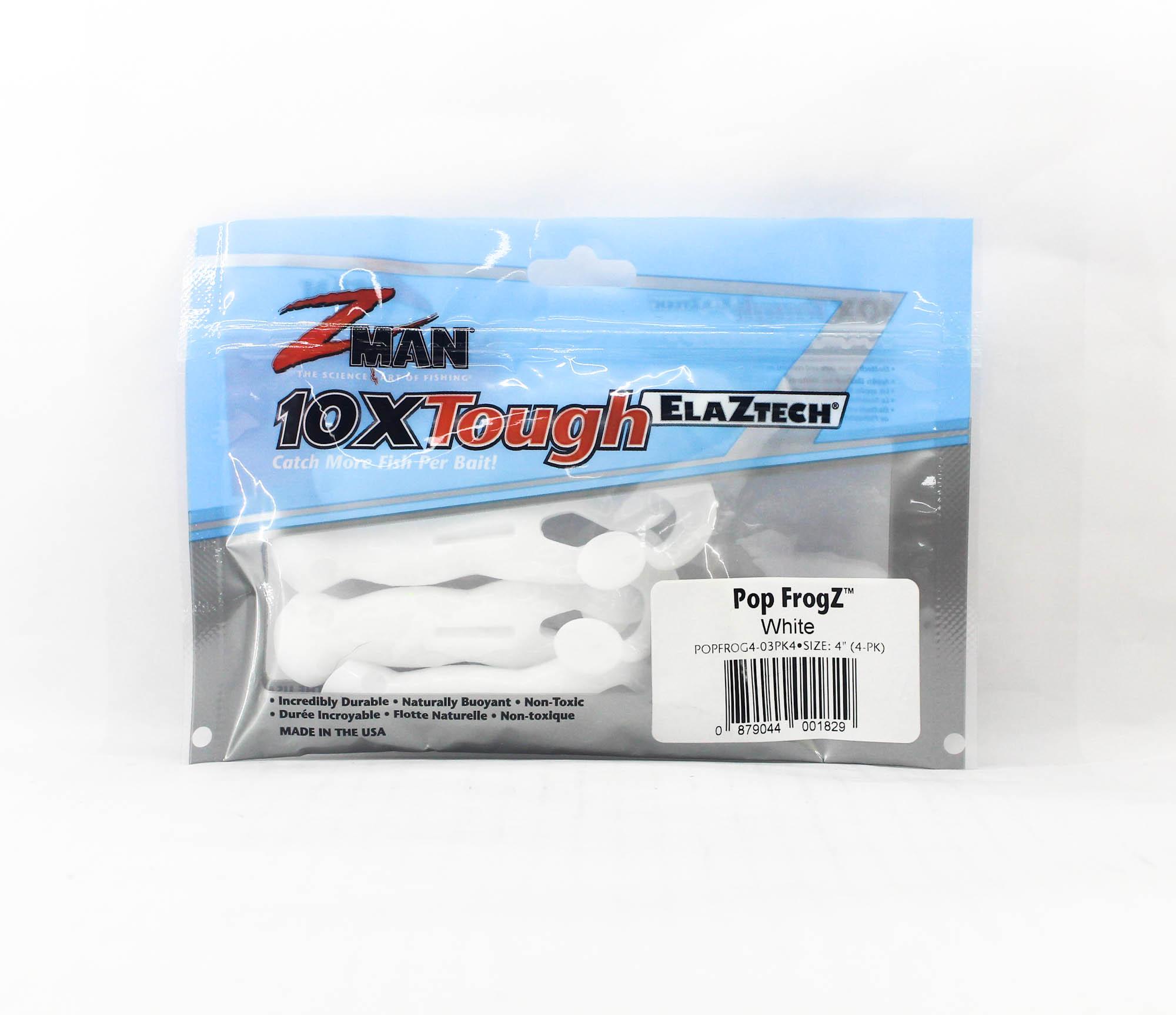 Zman Soft Lure Pop FrogZ 4 дюйма, 4 шт. в упаковке, белый (1829 г.)