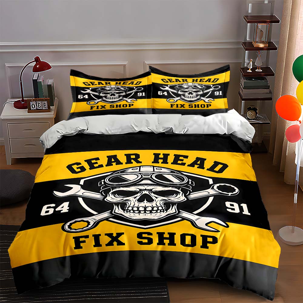 

Skull, wrench, goggles. Bedding Duvet cover sets Duvet covers Pillowcases gifts (1 * Duvet Cover 2 * Pillowcases, without duvet insert) 135x200cm
