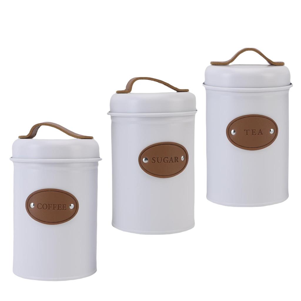 3PCS Food Sealing Storage Container Multifunctional Candy Tea Coffee Storage Canister for Kitchen Beige