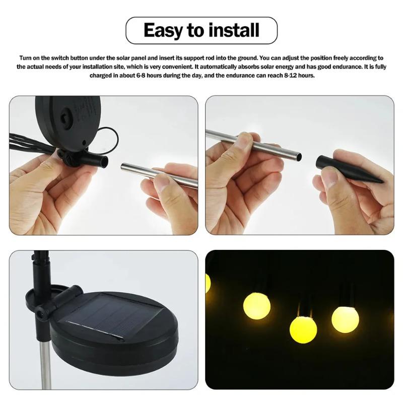 Solar Powered Garden Lights Firefly Lights 6/8/10 LED Outdoor Waterproof Vibrant Swaying Lights for Patio Pathway Decoration