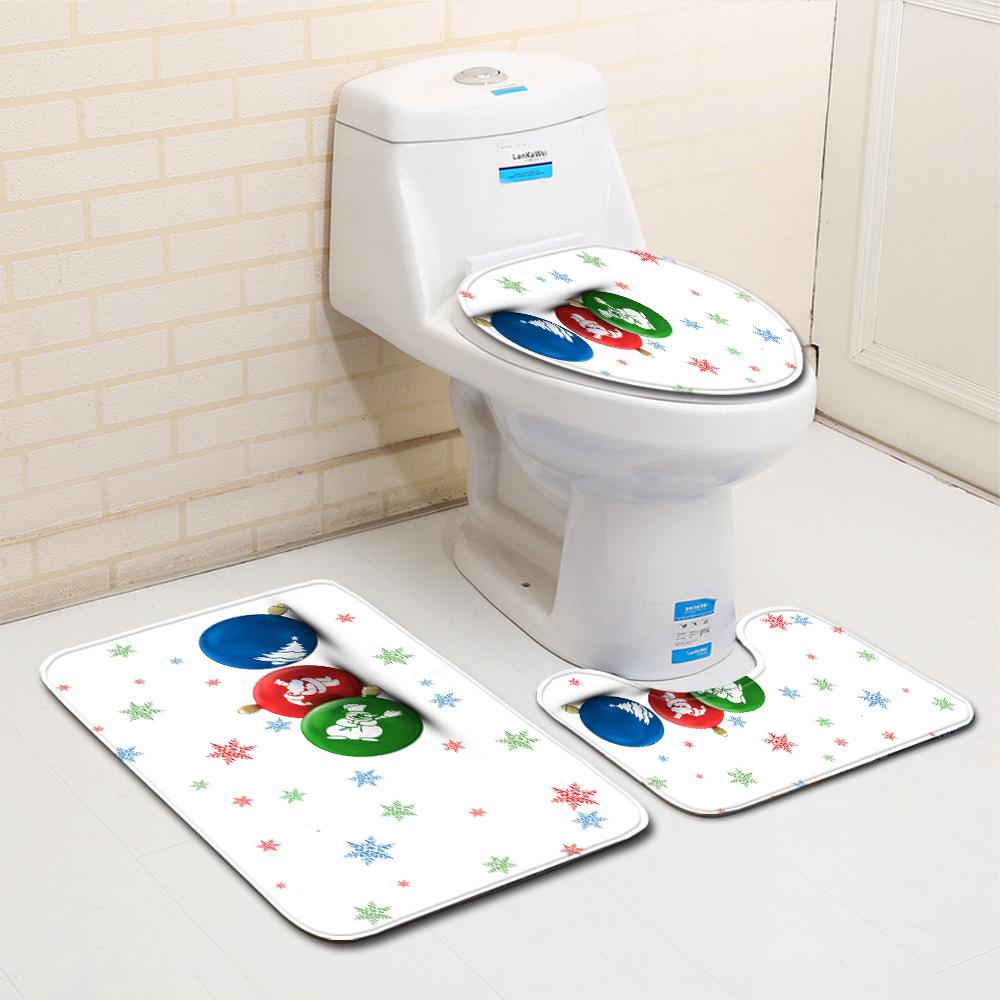 Christmas Bathroom Floor Mat Toilet Three-Piece Set