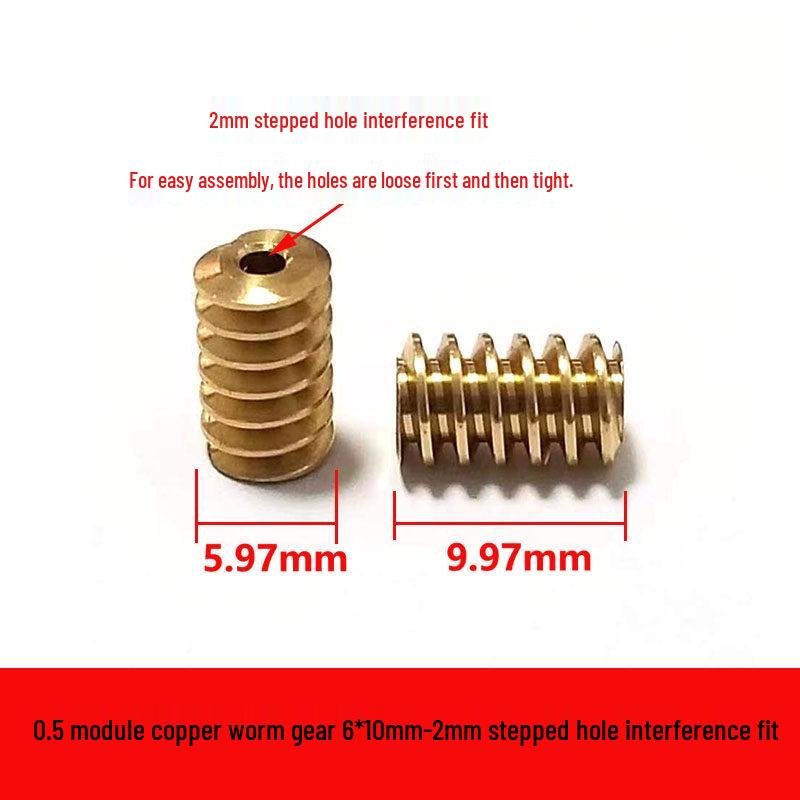 0.5 Module Copper Worm Gear Helical Gear with 2mm-3mm Shaft Hole