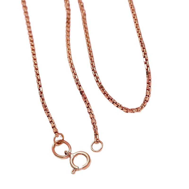 Purple Gold Necklace Imported Craft Box Chain Premium Rose Gold Plated Color Gold Collarbone Chain