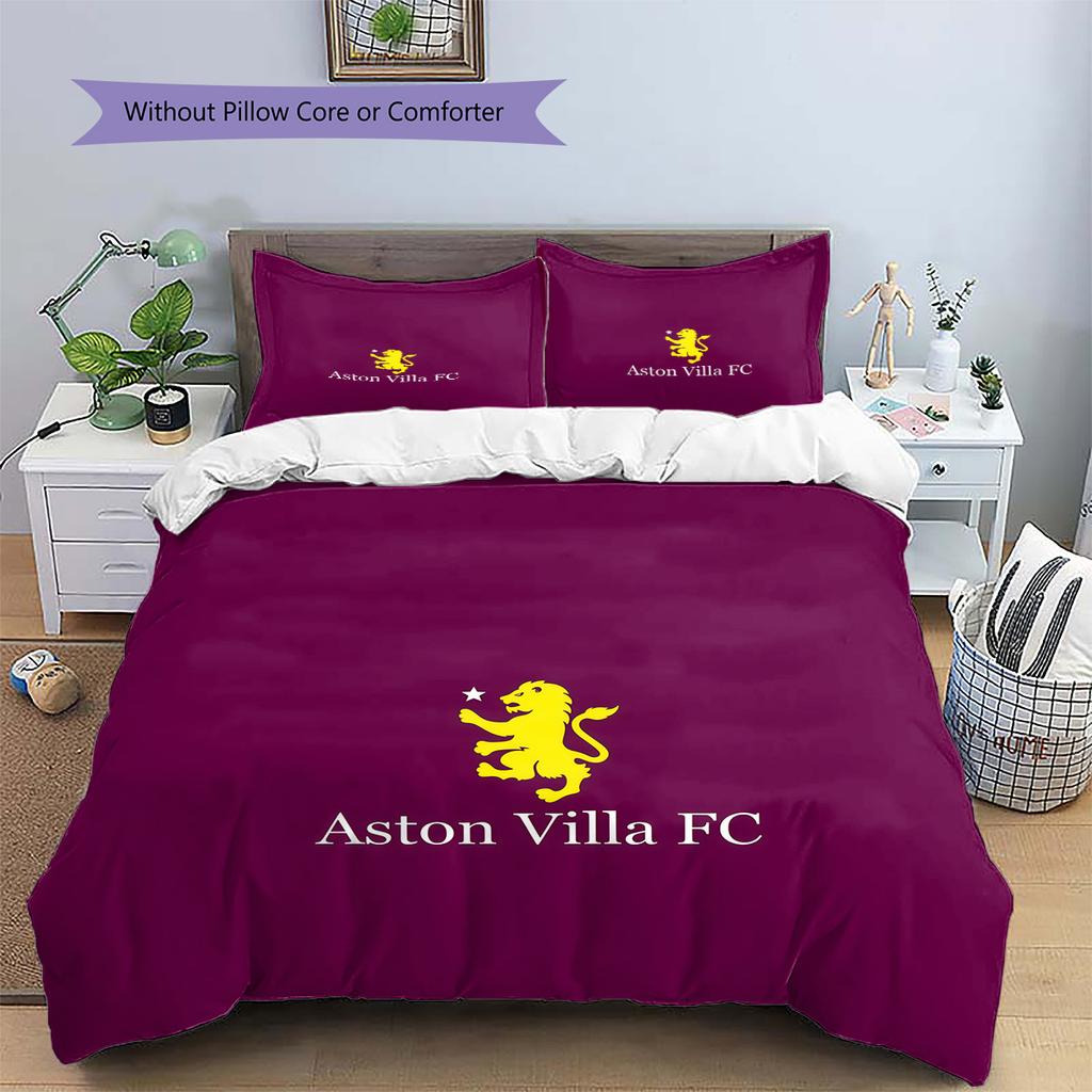 Set Copripiumino con Fantasia Aston Villa F.C Decorazione per la Casa Regalo (1 * copripiumino + 2 * federe senza imbottitura)