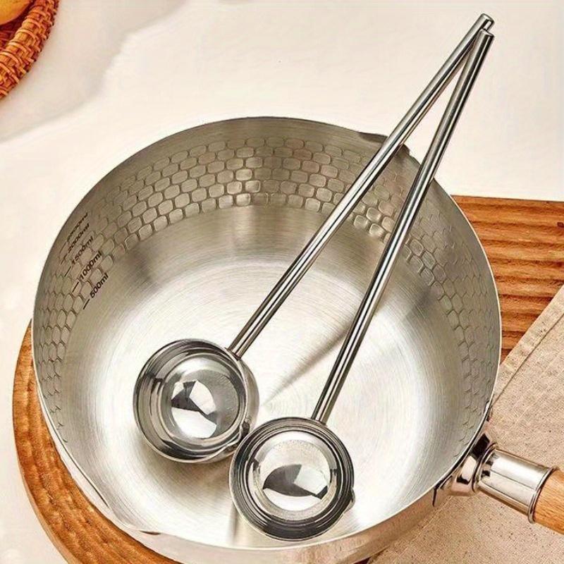 2pcs Multifunctional Sauce Spoons 304 Stainless Steel Seasoning Oil Spoon with Long Handle Sauce Scoop for Kitchen Baking
