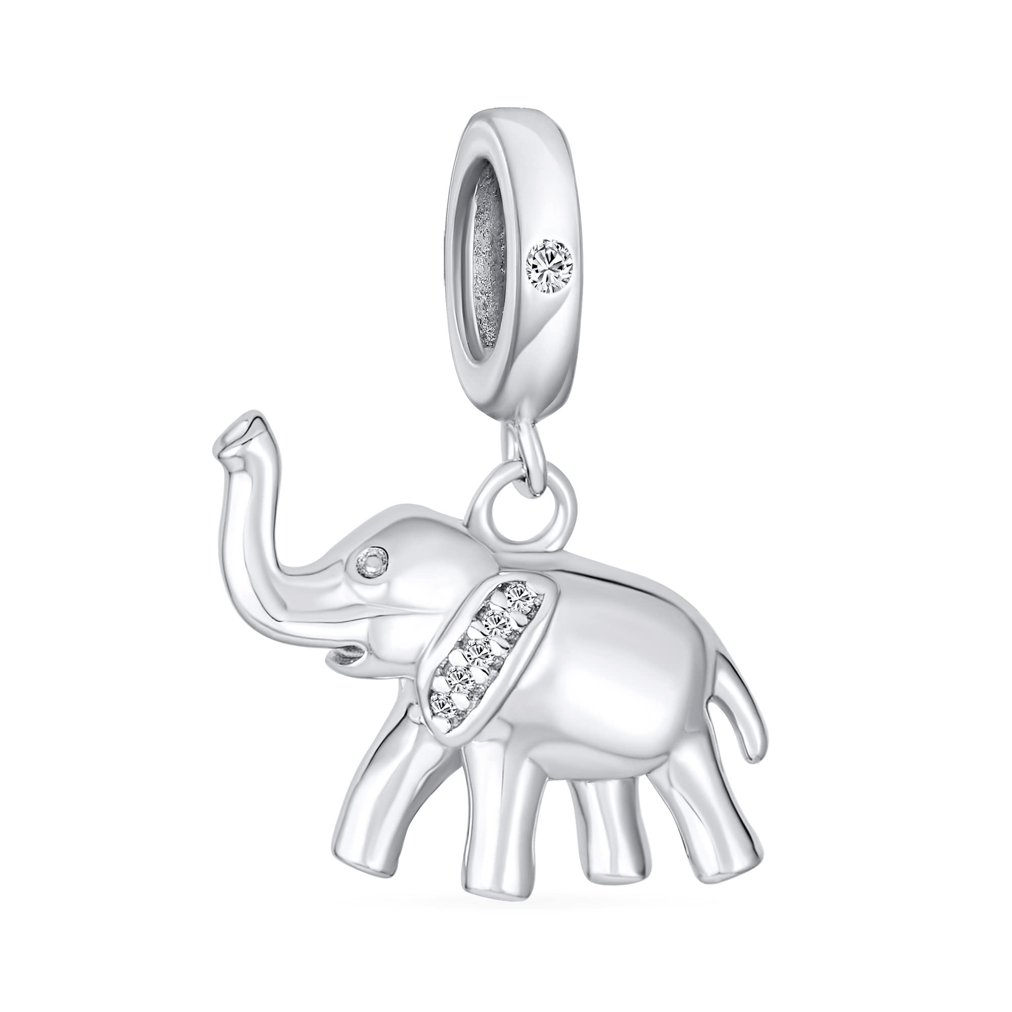 

Trunk Up Lucky Zoo Animal Elephant Dangle Bead Charm Teen Sterling Silver Fit European Bracelet [Bling Jewelry] Women s .925
