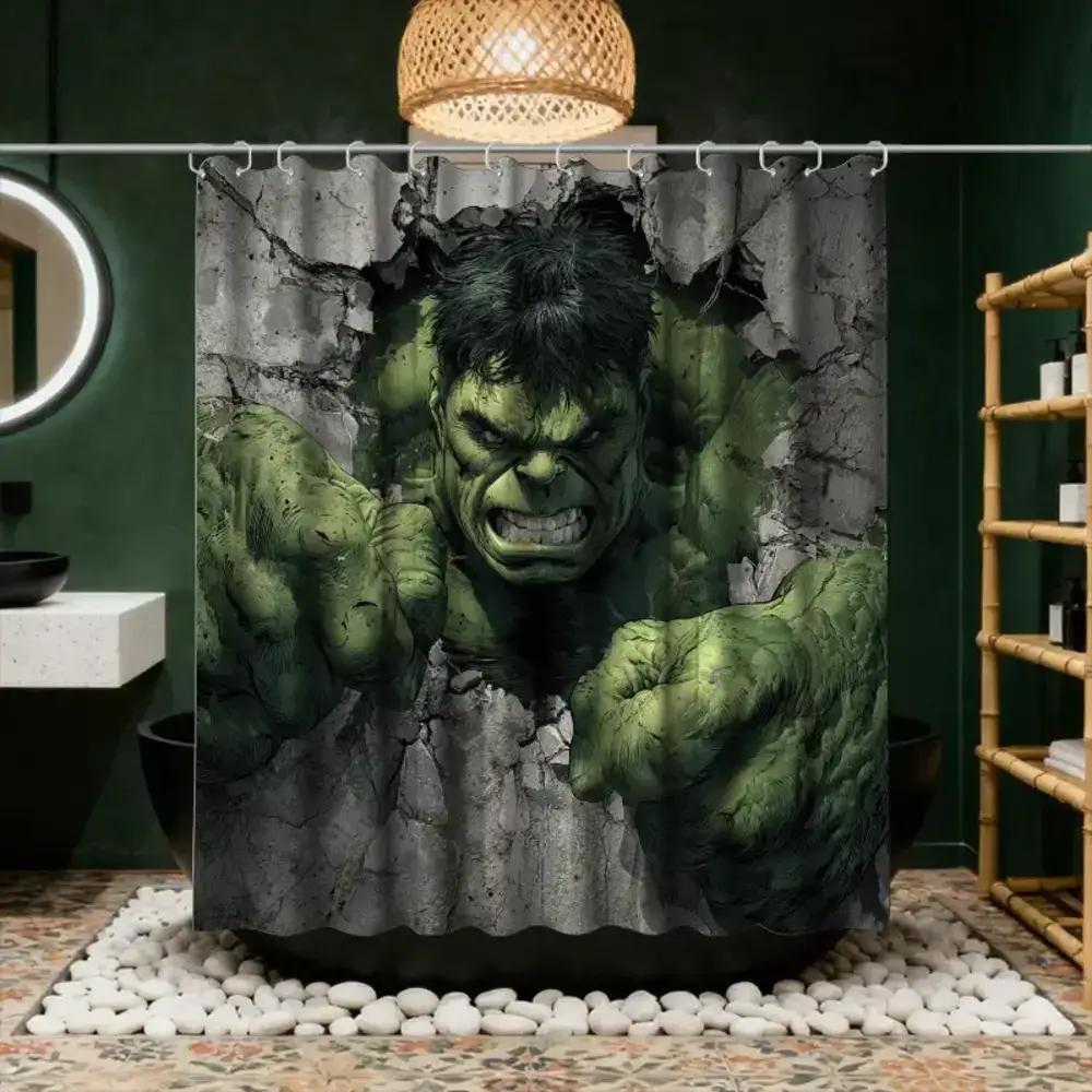 

1pc Bathroom Shower Curtain, Superhero Training Day, Giant s Day Shower Curtain, with 12 Hooks, 180*180cm Bathroom Curtain for 90x180cm