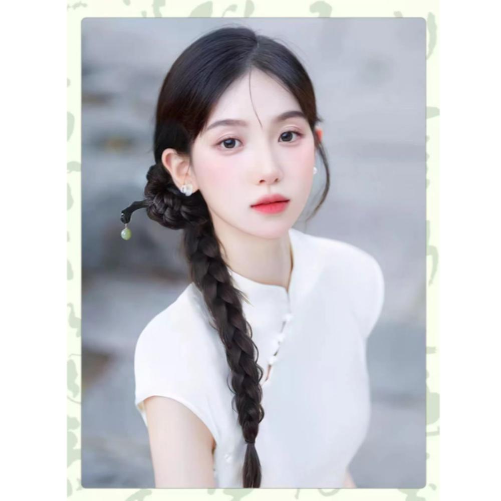 Hair Stick Claw Clip Ponytail Wig Hanfu Hairpin Twist Braid Wig New Chinese Style Wig  for Women