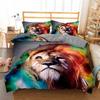 Print Colorful Lion Tiger Bedding European Pattern Duvet Cover Set Queen King Size 2/3pcs Bedclothes Bed Linen For Boys Girls