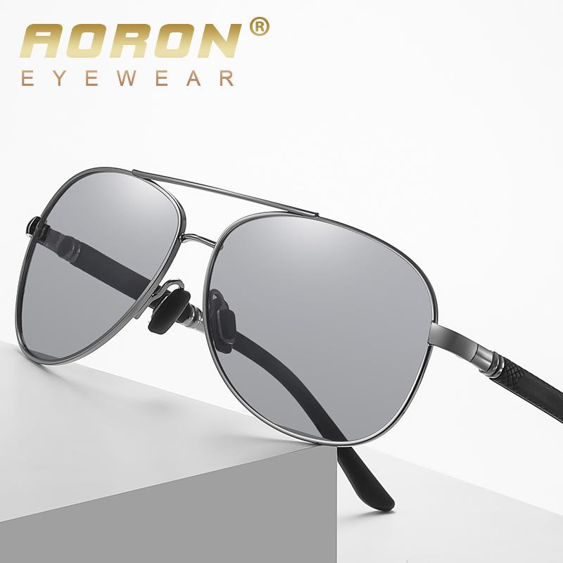 AORON Metal Frame Polarized Sunglasses for Men Classic Brand Design Anti Glare UV400 Fishing Driving Sport Photochromic Glasses