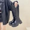 Autumn and winter retro versatile fashion boots round head thick sole heightening sleeve boots women's fashion thin boots