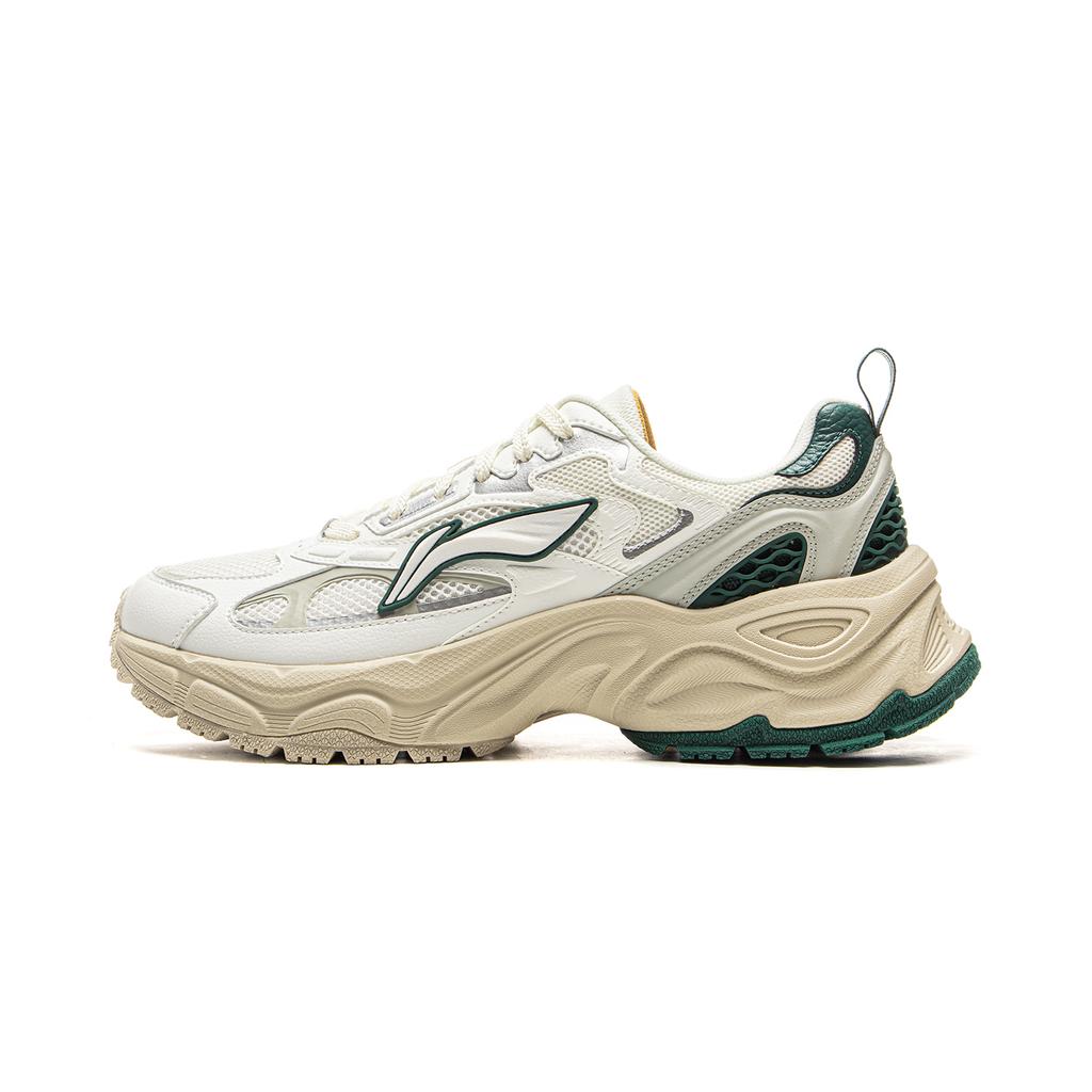 New LiNing Star Ring Cushioning, Slip Resistant, Abrasion Resistant, Breathable Low Top Casual Shoes Men's White Green AGCV111-1