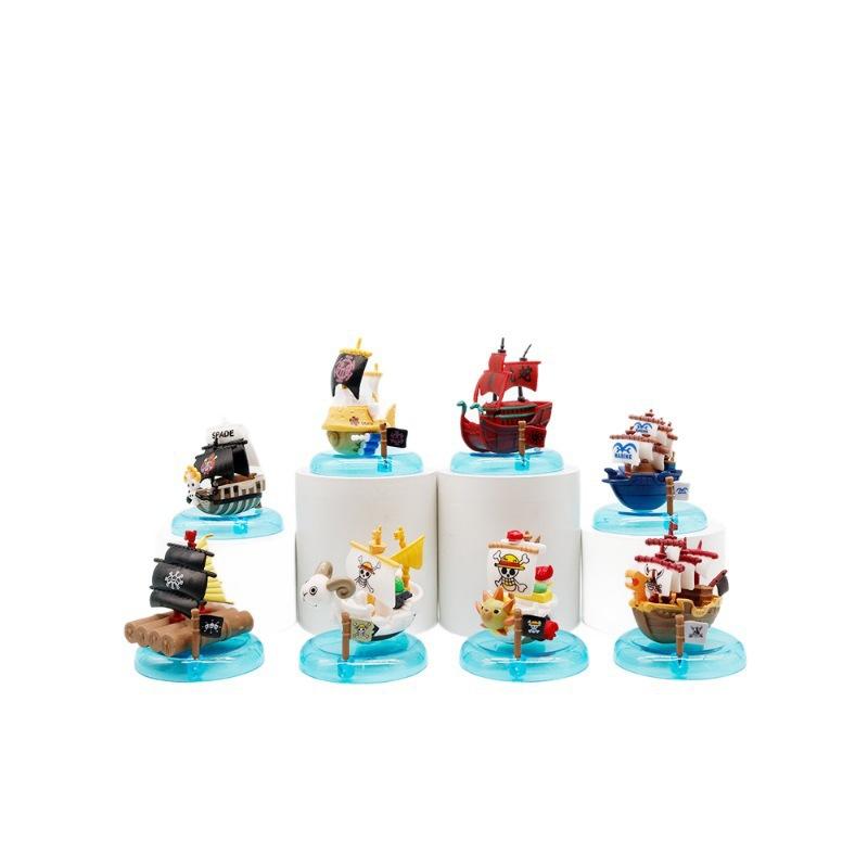 

8pcs One Piece Ship GK Model Collectible Fashion Toy Peripheral Mini Boat Thousand Sunny/Going Merry Kid Birthday Gift