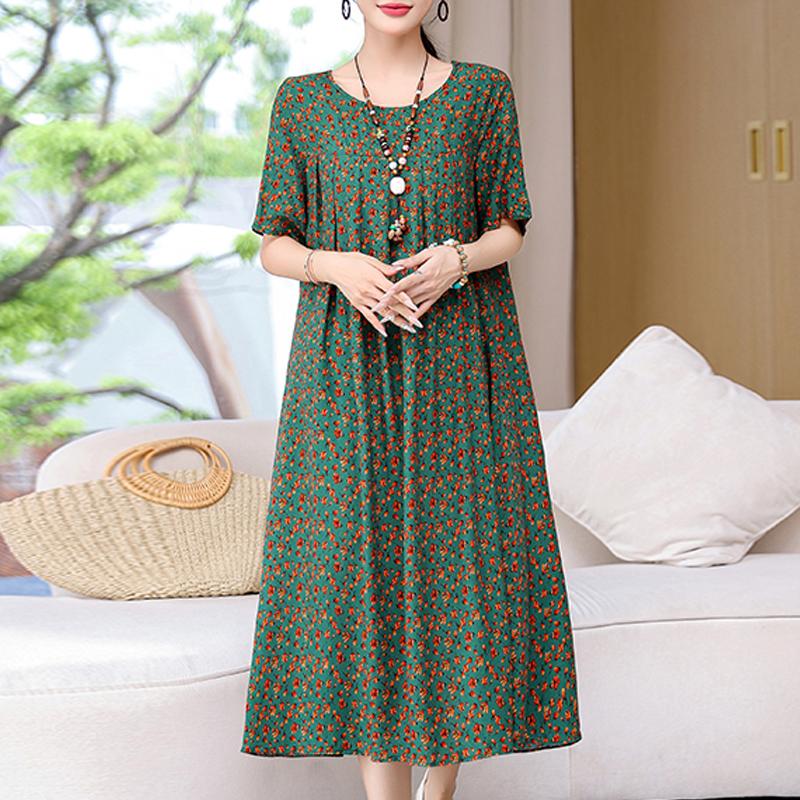 Letné oversize šaty Elegantné dámske dlhé šaty s krátkym rukávom Plus veľkosti