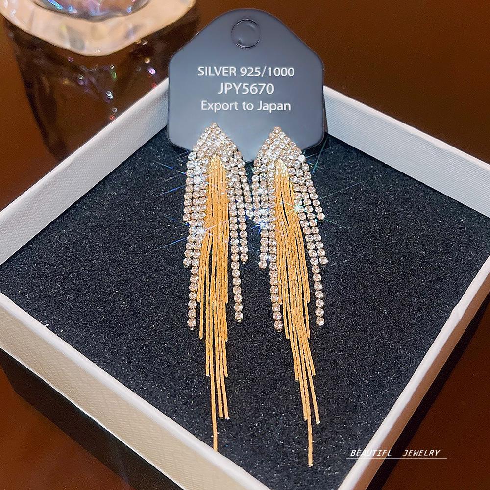 925 Silver Needle Tassel Pearl Earrings: High-End Celebrity Design for Women