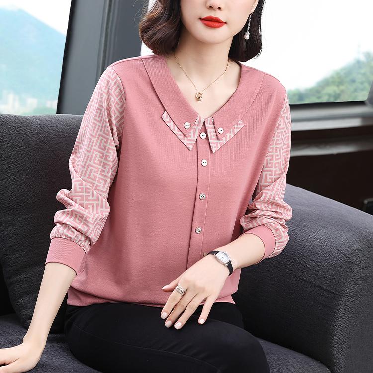 

Женская футболка 4XL Mother s Dressed весной и осенью, новые футболки с длинными рукавами, высококачественный дизайн, свободные и облегающие 4XL розовый