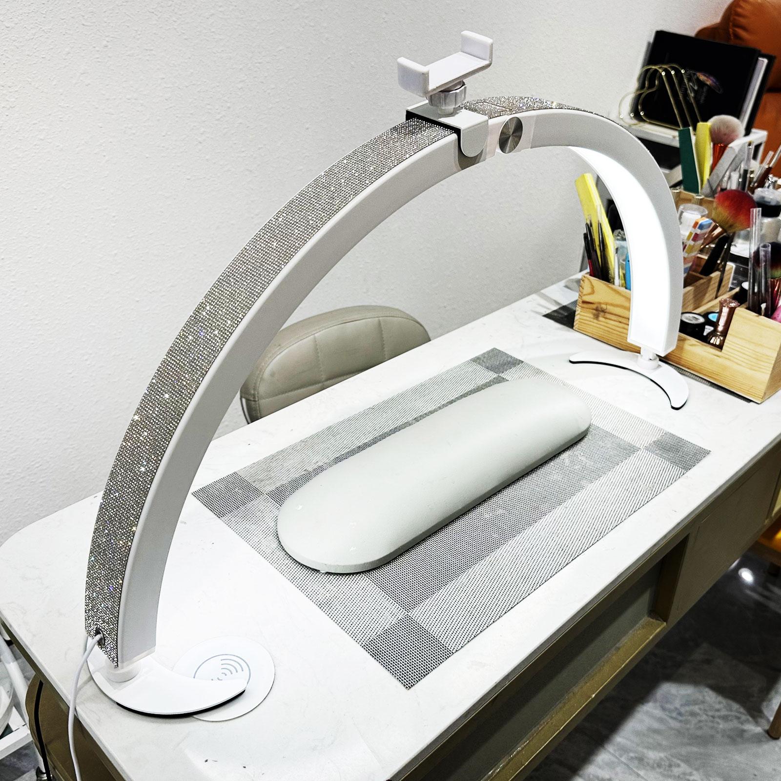 

Світильник для нігтів у вигляді півмісяця з дистанційним керуванням, освітленням для догляду за шкірою та краси, заповнює світлом, регульованою яскравістю, складанням us білий