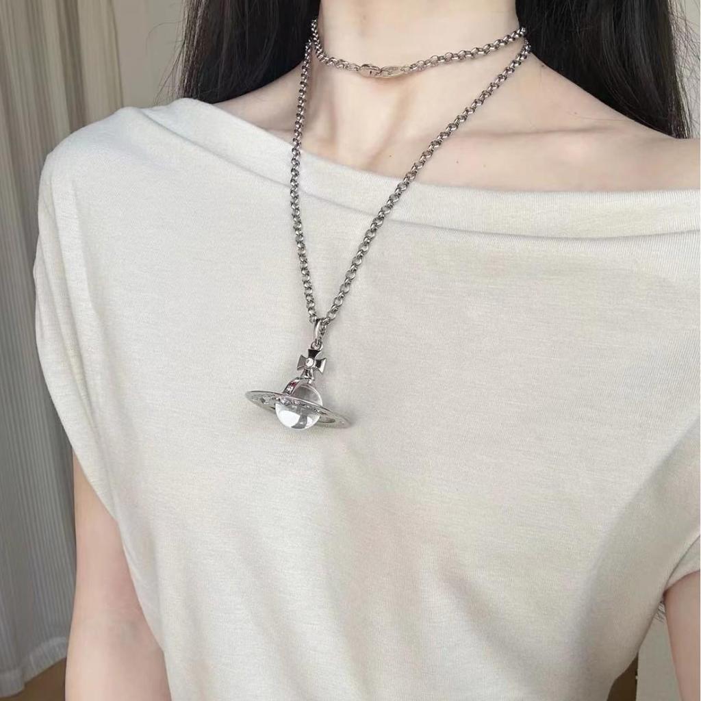 Grote Sprankelende Zirconia Driedimensionale Bol Hanger Ketting