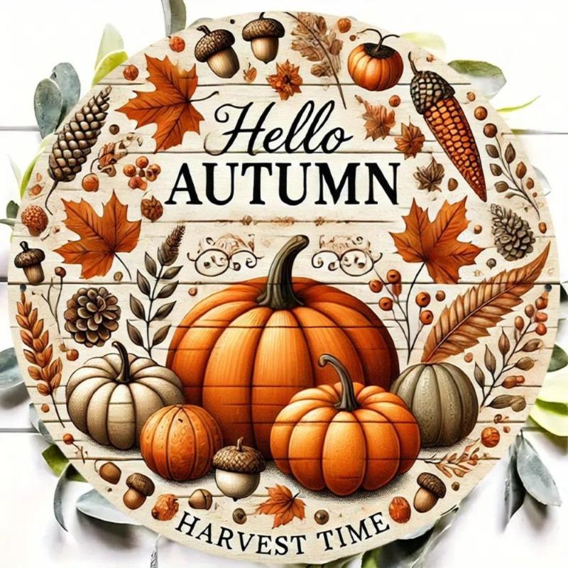 Vintage Halloween Round Metal Sign 20cm, Rustic Colorful Wall Decor Plaque