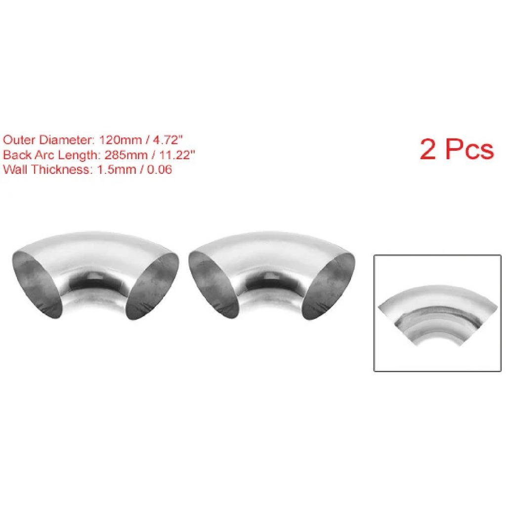 X Autohaux 2 Pc 1.25" 90 Degree Stainless Steel Car Exhaust Elbow Pipe 0.06" Thickness