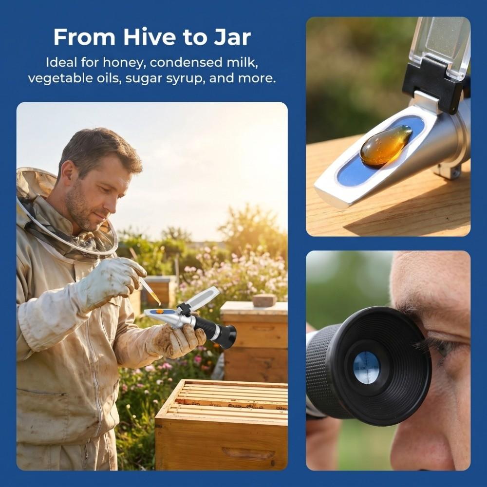 Handheld Honey Refractometer Stainless steel Refractometer Sugar Test Meter Beekeeping
