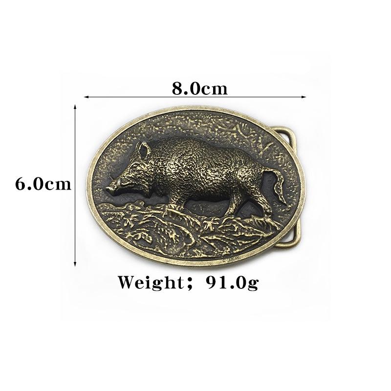 Trendy Wild Boar Leather Hip Hop Western Cowboy Belt Buckle