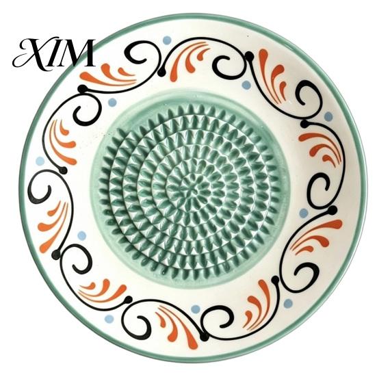 Wielofunkcyjna tarka do przecierów owocowych Ceramiczna tarcza do mielenia imbiru i czosnku, Tarka z ostrymi ząbkami, Łatwa do czyszczenia ręczna maszynka do mielenia dodatków żywnościowych